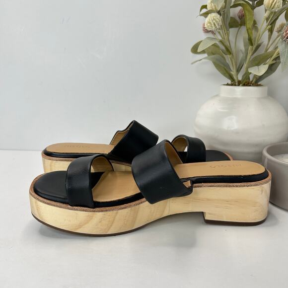 Nisolo Double-Strap Wood Bottom Heels Black Women's 7 NWOB Anthropologie - Picture 6 of 9